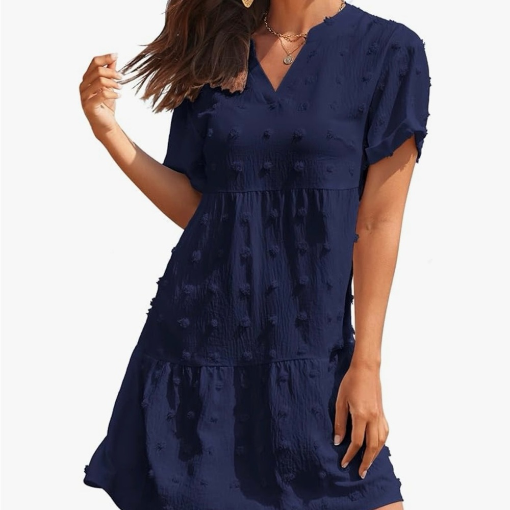 Navy Blue Chiffon Dotted Sundress/Swim Cover-Up Size 2XL